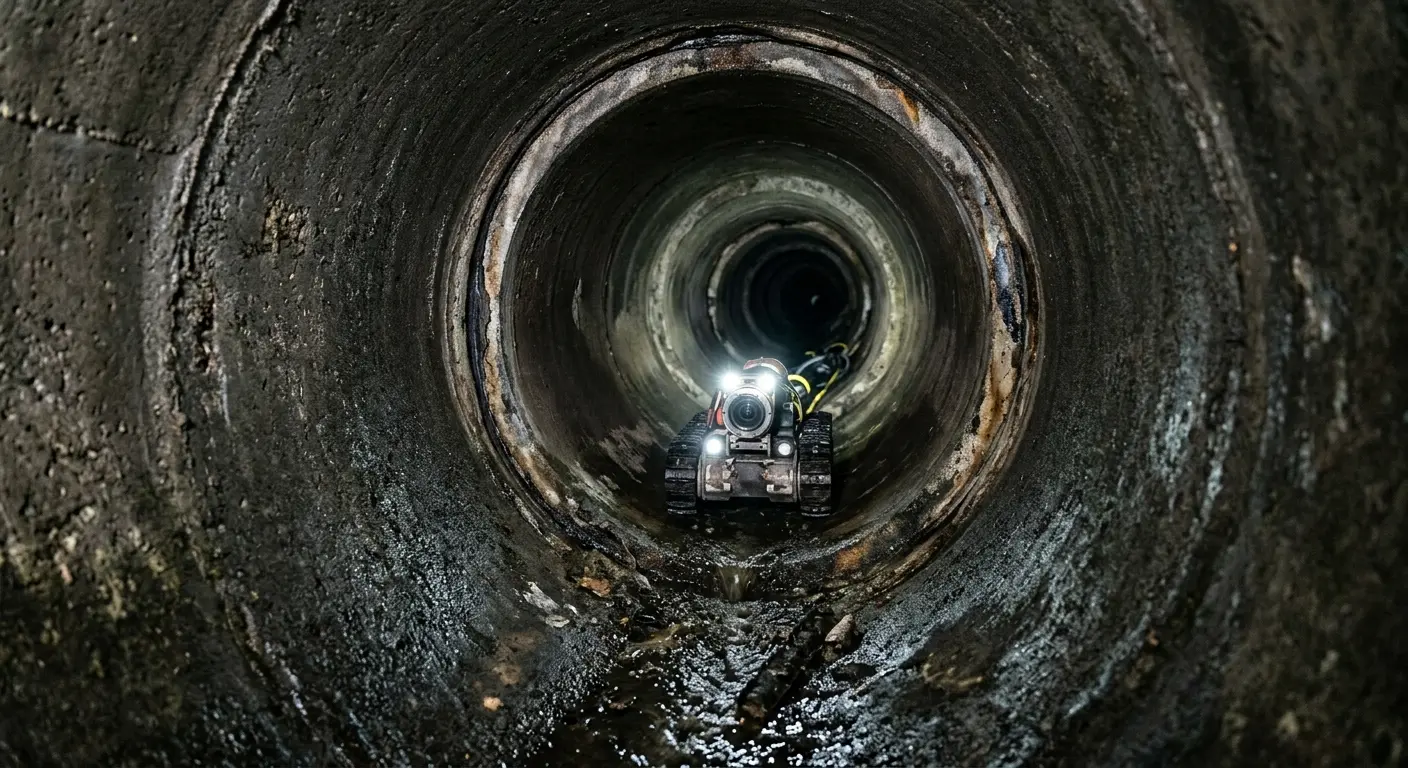 Robotic sewer camera inspecting pipe interior for Drain Snake Service in West Salem
